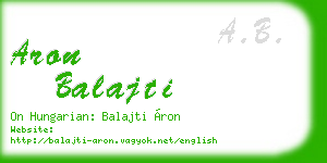 aron balajti business card